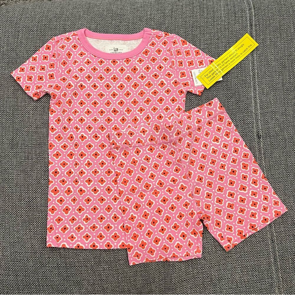 J.Crew Crewcuts Girls’ Printed Pink Short-Sleeve Pajama Set (Size 7)